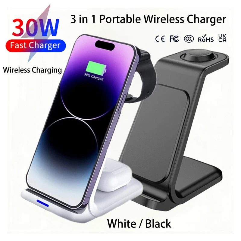 Station de Charge Sans Fil 3-en-1 30W